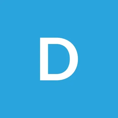 Bold white letter D centered on a light blue square background.